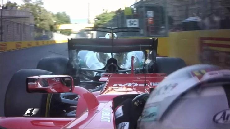 Vettel e Hamilton batida F1 GP de Baku Azerbaijão — Foto: Reprodução/F1