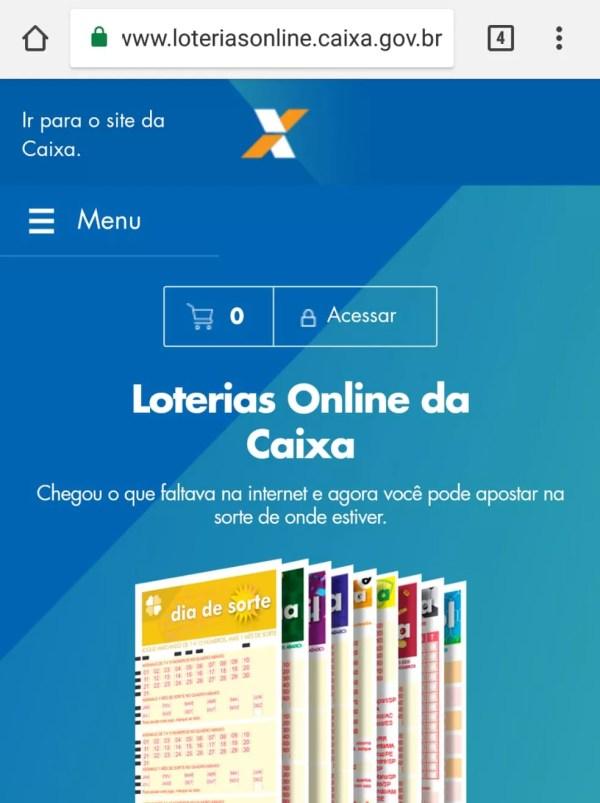 Site de loterias da Caixa (Foto: Reprodução)