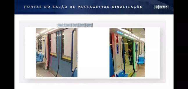 Portas de novos trens terão sinalização em LED — Foto: Metrô SP