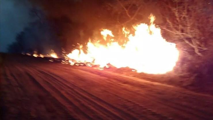 Incêndio em Floreal demorou mais de 13 horas para ser controlado (Foto: Divulgação/Corpo de Bombeiros)