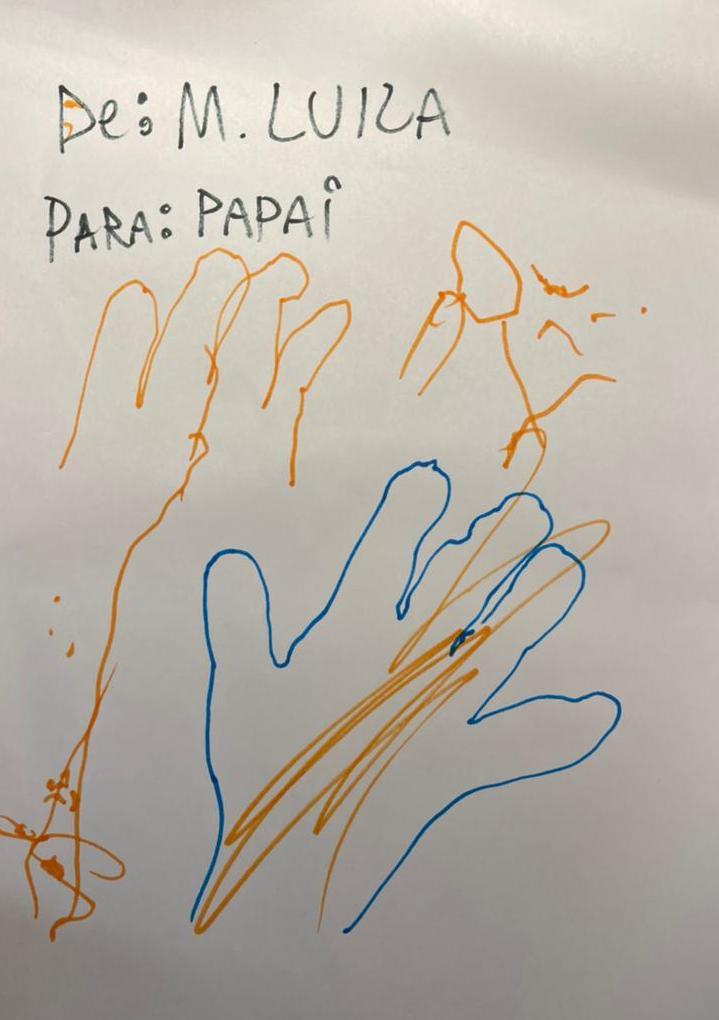 Desenho de Maria Luiza, filha de Cássio, para o pai - Arquivo pessoal