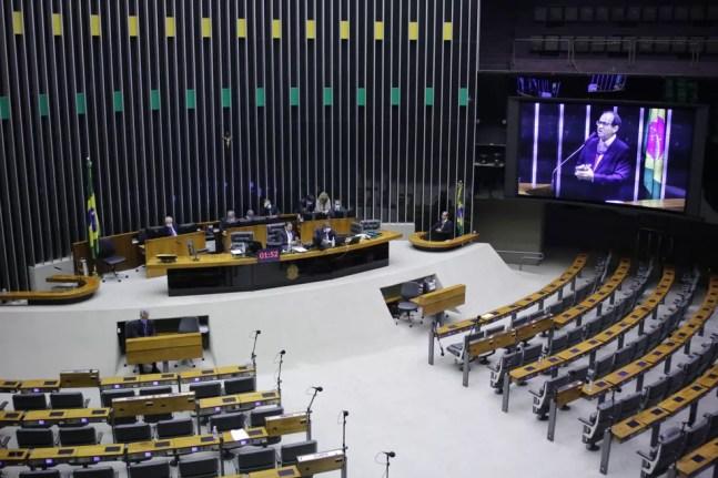Sessão de votações da Câmara no último dia 24 de fevereiro com o plenário esvaziado — Foto: Paulo Sergio / Câmara dos Deputados