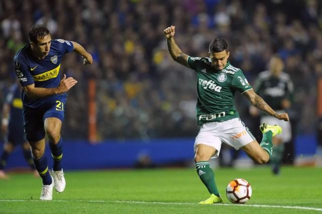 Dudu em campo pelo Palmeiras contra o Boca no jogo de ida, em Buenos Aires — Foto: Wesley Santos/Agência PressDigital