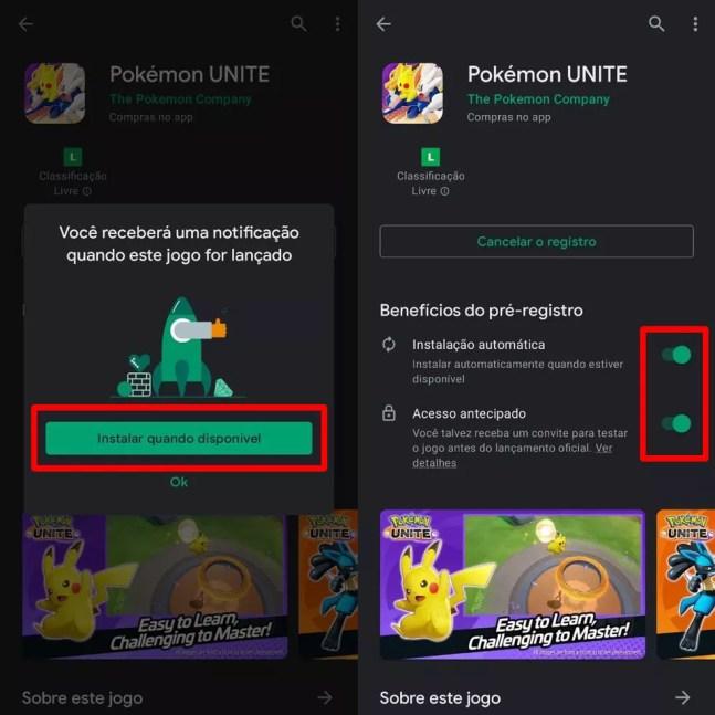 Ative a instalação automática do Pokémon UNITE — Foto: Reprodução