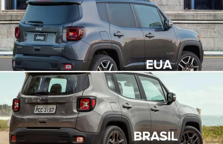 Compare o Jeep Renegade como será vendido no Brasil e como é na Europa, após reestilização — Foto: Divulgação