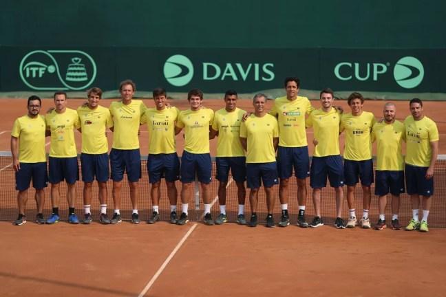 Time Brasil na Copa Davis de 2019, última edição do torneio — Foto: Luiz Candido/CBT