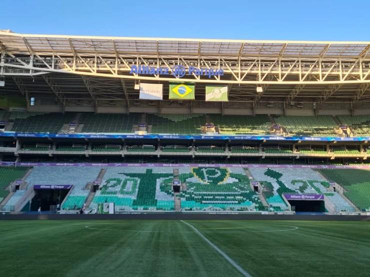 Mosaico no Allianz Parque lembra título do Palmeiras na Libertadores — Foto: Arquivo pessoal
