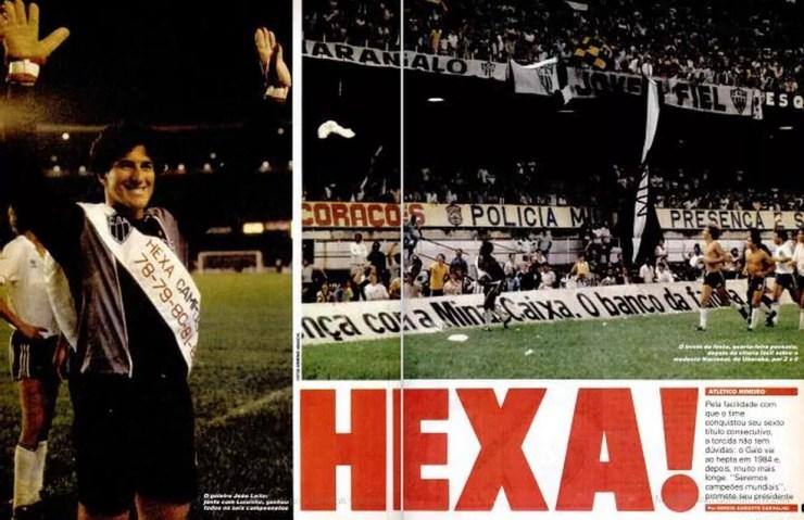 João Leite comemora o Hexa do Atlético em 1983 — Foto: Reprodução/Placar 