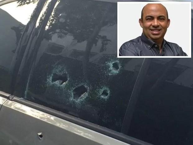 Vereador estava dentro de carro quando foi fuzilado por criminosos em Guarujá (Foto: Adriana Cutino / G1)