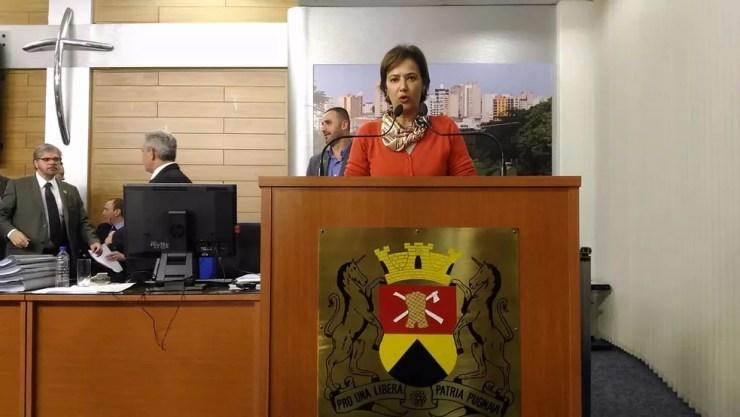 Jaqueline Coutinho é a 1ª mulher a assumir a Prefeitura de Sorocaba (Foto: Eduardo Ribeiro Jr./G1)