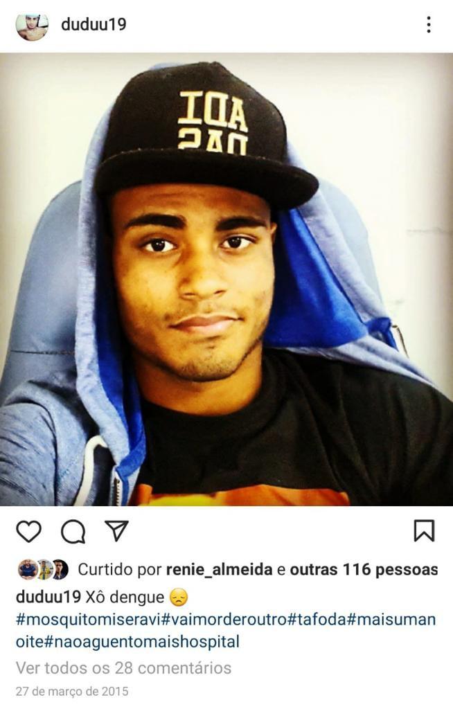 No Instagram, Dudu dizia que não aguentava mais a doença e que estava cansado de hospital. Ele foi receber atendimento dia 25 e dia 27 de março - Reprodução