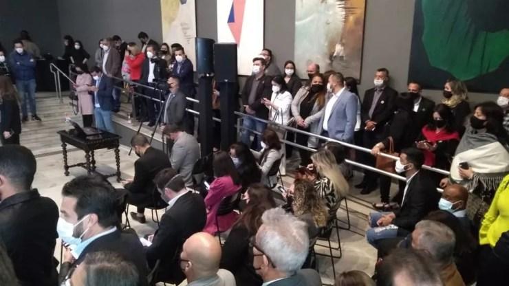 Doria pede desculpas por aglomeração em evento lançamento de programa estadual — Foto: TV Globo