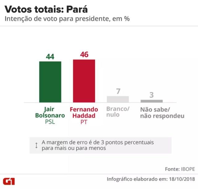 Pesquisa Ibope - 2º turno - Pará - votos totais no estado — Foto: Arte/G1