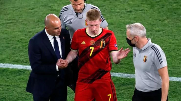 De Bruyne deixa o jogo entra Bélgica x Portugal com dores