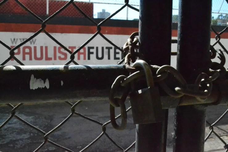 Penhorado, o estádio Jayme Cintra foi a leilão pela terceira vez, mas o pregão foi suspenso pela Justiça Federal — Foto: Gustavo Amorim/Paulista FC
