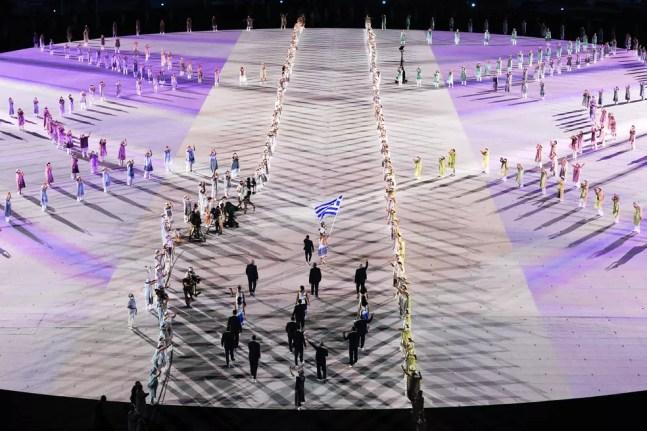 Delegação da Grécia abre desfile de delegações nas Olimpíadas de Tóquio — Foto:  Ezra Shaw/Getty Images