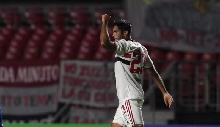 Eder estreou com gol pelo São Paulo; atacante é um dos seis reforços de 2021 — Foto: Rubens Chiri / saopaulofc.net