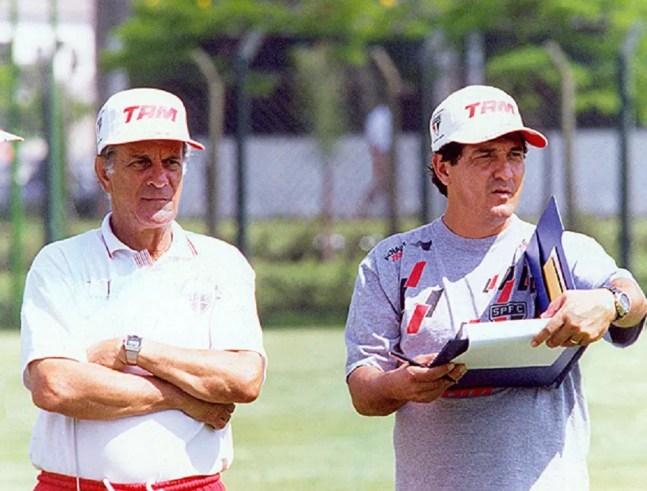 Telê Santana e Muricy Ramalho em 1995 — Foto: Agência Estado