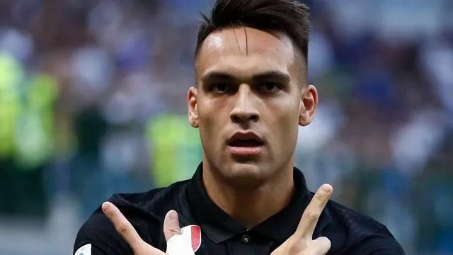 Lautaro Martínez comemora gol em Inter de Milão x Bologna