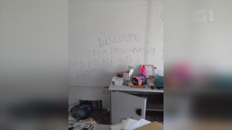 Ladrões escrevem mensagem na parede após furto em empresa: 'Me perdoe, em nome de Jesus'