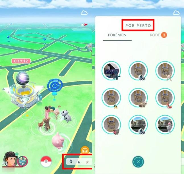 Na área Por Perto é possível ver os Pokémon que estão próximos — Foto: Reprodução/Pokémon GO