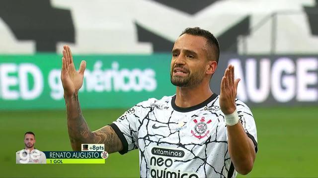 Aos 22 min do 2º tempo - gol de fora da área de Renato Augusto do Corinthians contra o Ceará