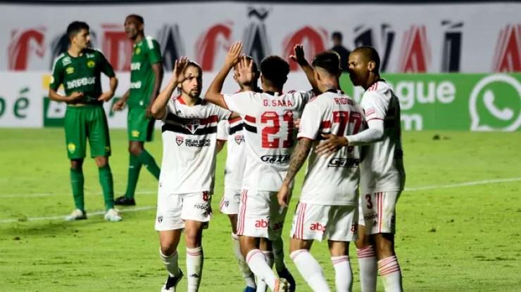 São Paulo x Cuiabá: comemoração do segundo gol tricolor