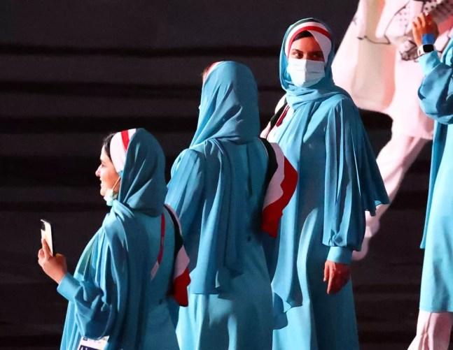 Atletas do Irã durante cerimônia der abertura das Olimpíadas de Tóquio 2020 — Foto: REUTERS/Lucy Nicholson
