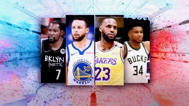 Carrossel Durant, Curry, LeBron, Giannis — Foto: Infoesporte