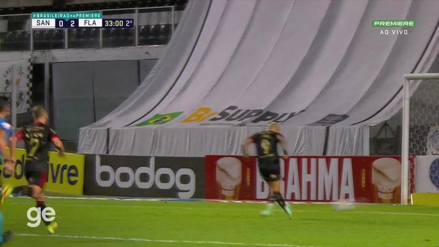 Aos 32 min do 2º tempo - finalização certa de Gabi do Flamengo contra o Santos