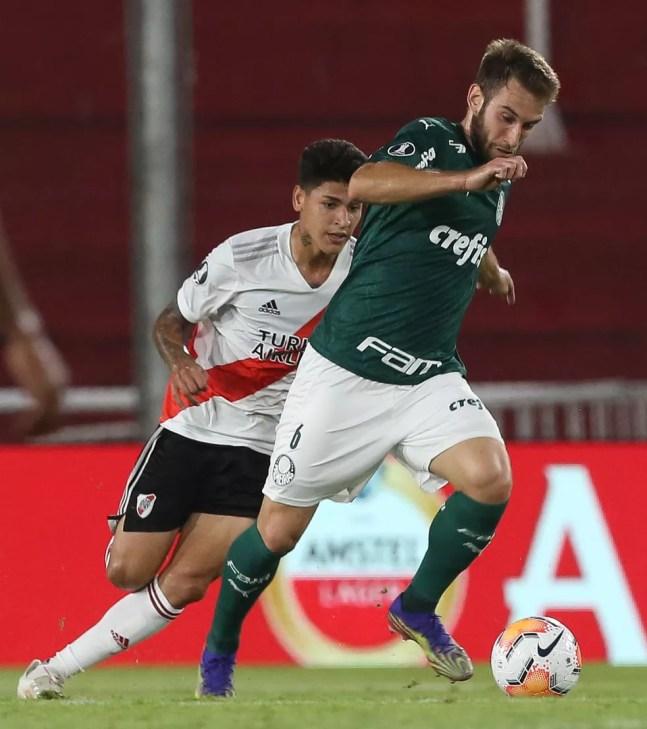 Alan Empereur não cometeu faltas durante a partida contra o River Plate — Foto: Cesar Greco/Ag. Palmeiras