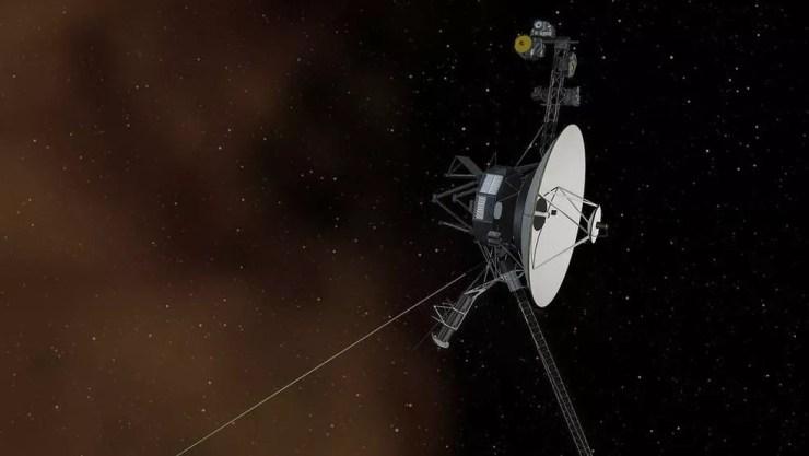 Uma ilustração do Voyager 1, o primeiro objeto criado pelo homem a alcançar o espaço interestelar — Foto: Nasa/BBC