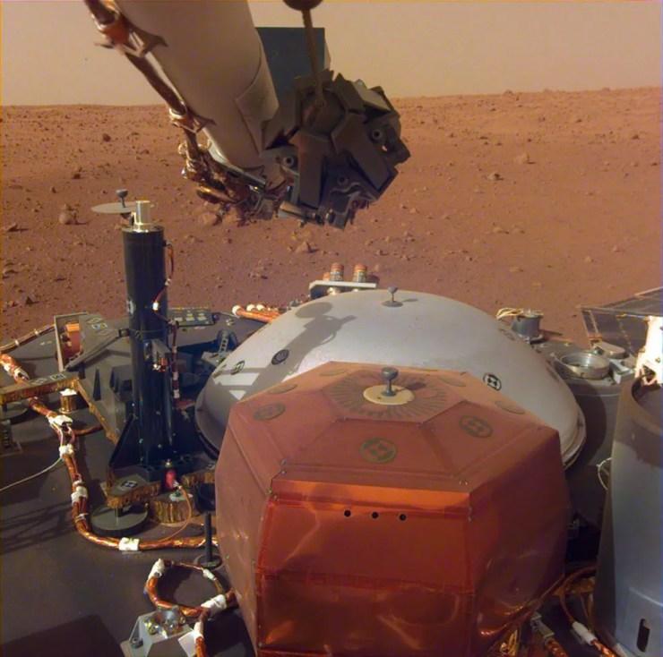 Imagem de Marte feita pela sonda Insight — Foto: Nasa