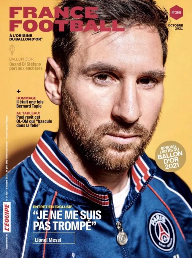 Messi é capa da France Football — Foto: DIVULGAÇÃO