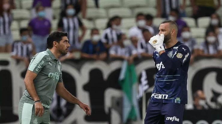 Abel Ferreira e Weverton em Ceará x Palmeiras — Foto: César Greco/Agência Palmeiras