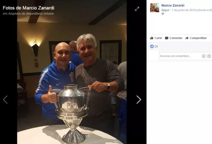 Marcio Zanardi, ex-técnico do sub-17 do Corinthians, e Wilson Zaponi, pai dele (Foto: Reprodução/Facebook)