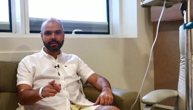 Bruno Covas no Hospital Sírio-Libanês durante a internação, em novembro de 2019.  — Foto: Divulgação/Prefeitura de SP