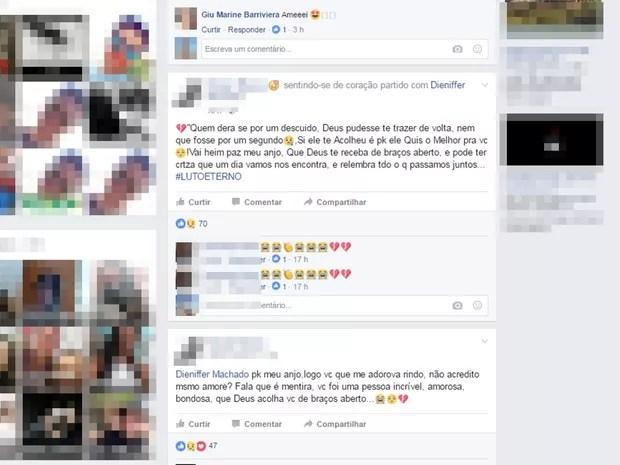Amigo lamentou a morte da jovem em rede social (Foto: Reprodução/Facebook)