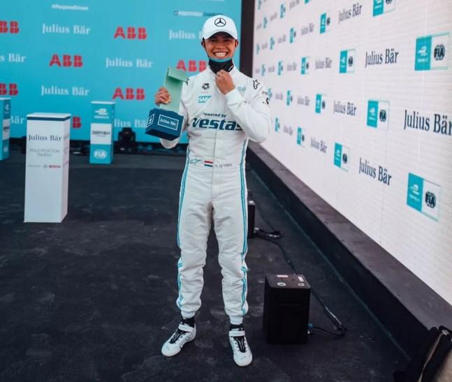 Nyck de Vries comemora primeira pole na Fórmula E — Foto: Divulgação