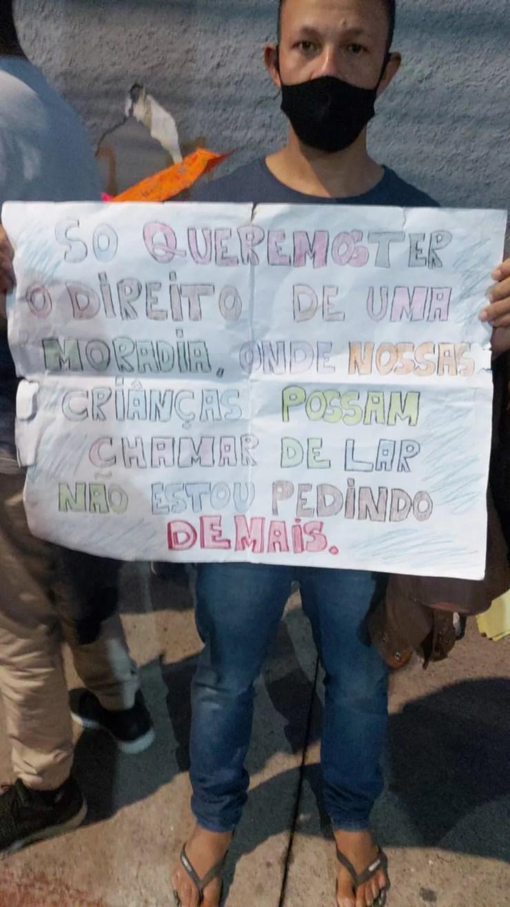 Moradores de comunidade na Zona Norte de SP tentam evitar despejo com protesto em frente a Tribunal de Justiça — Foto: Arquivo Pessoal