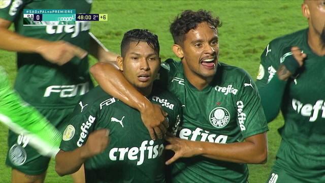 Gol do Palmeiras! Scarpa abre o jogo com Rony, o atacante passa por Juanfran e chuta forte e empata o jogo, aos 47' do 2º tempo