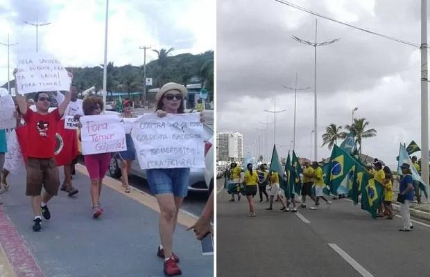 São Luís teve protestos contra Dilma e contra Temer neste domingo (Foto: Alex Barbosa/ TV Mirante e Alex Barbosa/ TV Mirante)