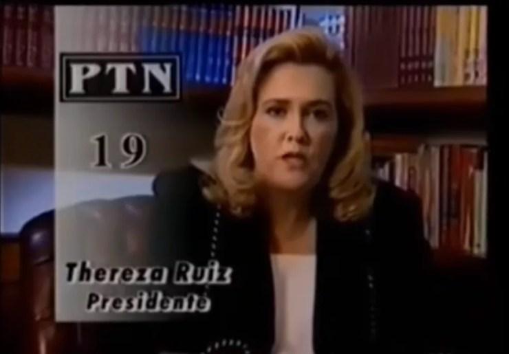 Programa eleitoral de Thereza Ruiz, candidata à Presidência em 1998 pelo PTN (atual Podemos) — Foto: Reprodução/Youtube