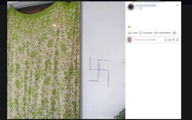 Alojamentos pichados com símbolo nazista na USP — Foto: Reprodução/Facebook