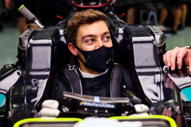 George Russell, da Mercedes, no GP de Sakhir de 2020 — Foto: Reprodução