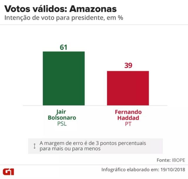 Pesquisa Ibope - 2º turno - Amazonas - votos válidos no estado — Foto: Arte/G1