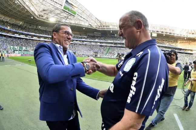 Luxemburgo e Felipão estão entre os mais vitoriosos da história do Palmeiras — Foto: Marcos Ribolli