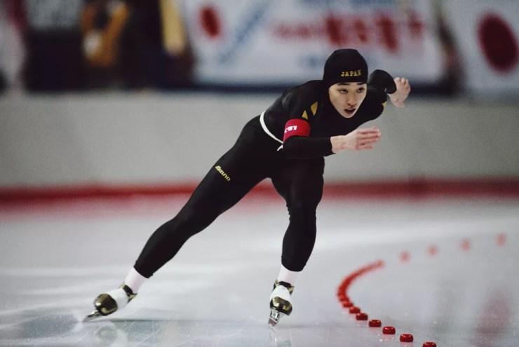 Seiko Hashimoto em ação nas Olimpíadas de Calgary, em 1988 — Foto: Mike Powell/Getty Images