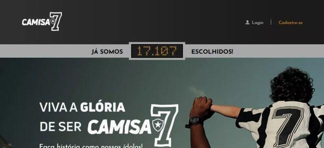 Site do Botafogo registrava 17.107 sócios no último domingo: 1.500 a mais desde o início da negociação com Rafael — Foto: Reprodução