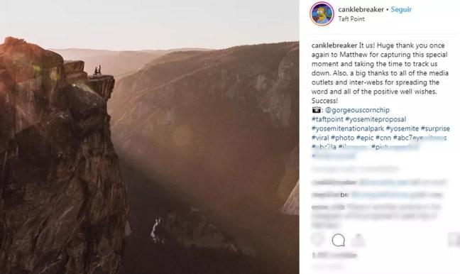 Homem fotografado pedindo mulher em casamento publica em seu perfil do Instagram: "Somos nós!" — Foto: Reprodução/Instagram/@canclebraker